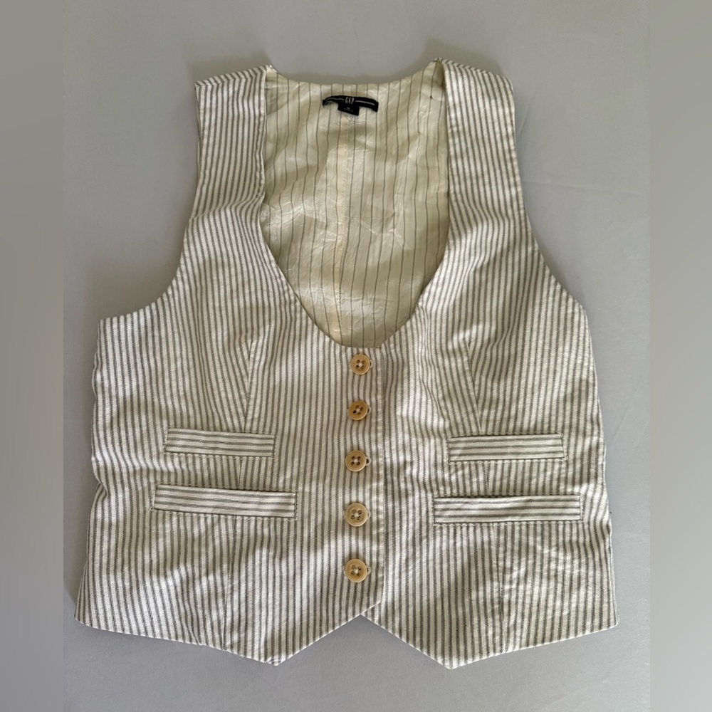 GAP Cream and Black Striped Vest
